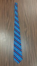 Mens BROOKS BROTHERS Makers Blue with Red &amp; Gold Buckles All Silk Tie USA - $17.99