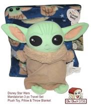 Disney Star Wars Mandalorian 3pc Kids Travel Set with Blanket, Pillow, Plush Toy - £15.94 GBP