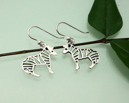 Cutout Zebra Dangle Earrings 925 Sterling Silver, Handmade Jewelry Gifts For Her - £31.27 GBP