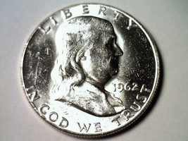 1962 Franklin Half Dollar Nice Uncirculated+ Unc+ Nice Original Coin Bobs Coins - £18.90 GBP