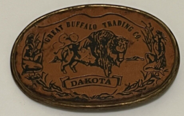 Leather &amp; Brass Great Buffalo Trading Co. Dakota Belt Buckle - £15.75 GBP