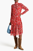 Rag &amp; Bone Libby Floral Print Crepon Dress Red ( XS ) - £155.03 GBP