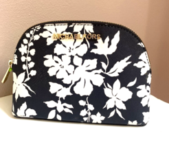 Michael Kors Floral Cosmetic Bag Blue White Makeup Pouch Small  Zip M8 - $54.44