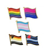 SET OF 5 PRIDE FLAG LAPEL PINS 0.5&quot; Lesbian Gay Bi Trans Bear Leather Ra... - $11.95