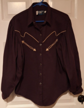 Vtg Brooks Dunn Panhandle Slim Maroon Black Diamond Snap Western Shirt M... - £22.89 GBP