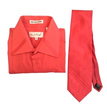 Karl Kani Long Sleeve Men&#39;s Red Dress Shirt Size 16.5 36-37 with Tie - £27.69 GBP