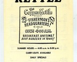 Copper Kettle Menu Washington Street Two Rivers Wisconsin 1980&#39;s - £9.35 GBP