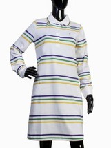 Womens 2X White Mardi Gras 2 Pocket Dress Purple Green Gold Stripe - £42.58 GBP