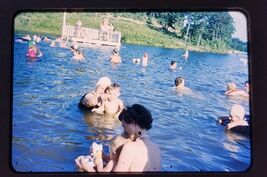 VTG 1952 Kodak Kodachrome Slide People Swiming In Lake Summertime Fun Wo... - $9.99