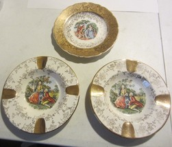 Vintage Limoges  Ashtrays &amp; trinket plate 22 kt gold - $90.25