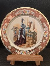 Daher Decorated Ware Metal Plate Made in Holland - 8&quot;  - 2 Ladies and Boy - $5.36