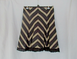 Ann Taylor skirt flare knee length 6P brown beige chevron lined 100% cotton - £11.23 GBP