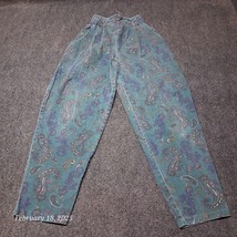 Inclinations Pants Women Size 6 Green Paisley Elastic Waist Pleated Baggy - $15.23