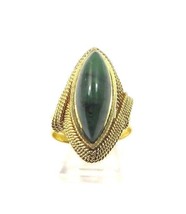 14k Yellow Gold Vintage Women&#39;s Cocktail Ring With A Marquise Shape Jade... - £412.84 GBP