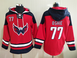 TJ Oshie #77 Washington Capitals Red Lace-Up Pullover Hoodie - £60.29 GBP