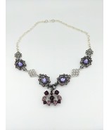 Crystal necklace, antique style necklace, vintage style necklace, purple... - £19.69 GBP