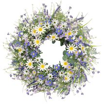Large 22 Inch Seasonal Wreath with Wildflowers - Perfect for Spring &amp; Su... - $70.24