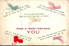 From A Bell Who Loves You Applique Fabric Bows 1910s DB Postcard - £10.67 GBP