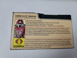 Vintage Gi Joe Crimson Guard File Card Only The Enemy Cobra Elite Trooper 1985 - £14.11 GBP