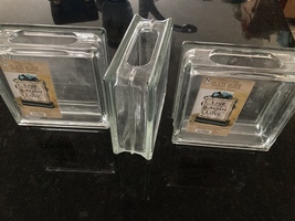 Set Of 3 Glass Block Vases (Can Be  Book Ends) Approx 7.75” X 7.75” X 3” ThickBi - $49.99