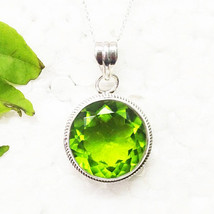 925 Sterling Silver Peridot Necklace Handmade Birthstone Jewelry Gift For Women - £41.06 GBP