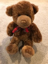 Gund Plush Teddy Bear Heads and Tails Dark Brown Plaid Ribbon 20 Inch Toy GUC - £11.02 GBP