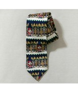 Christmas Neck Tie 50&quot; Santa Reindeer Football Funny Silk  Holiday Greet... - £6.26 GBP