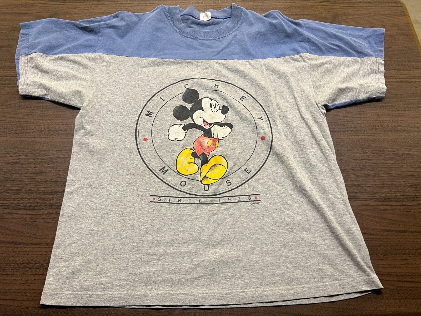 VTG Mickey Mouse Walt Disney Gray/Blue T-Shirt - Velva Sheen - XL - £10.27 GBP