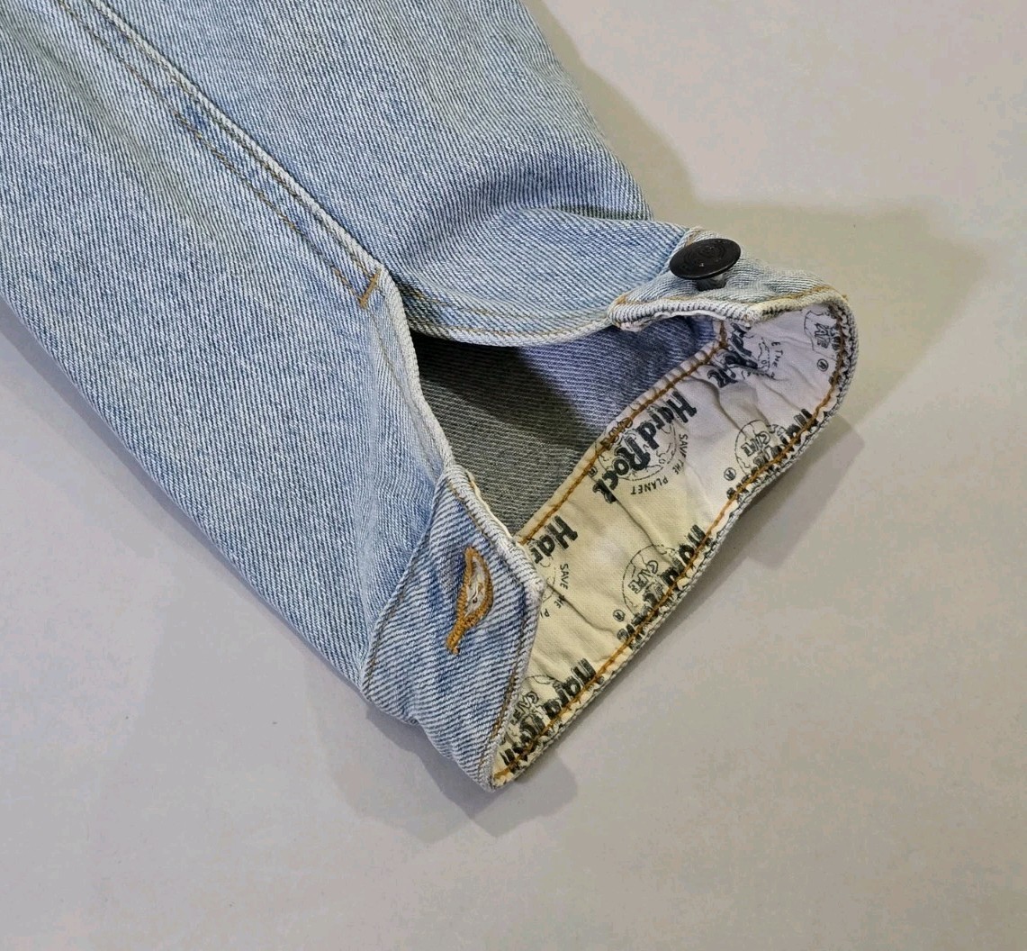 Vintage Hard Rock Cafe Hong Kong Embroidered Denim Jean Jacket Small Light Blue Item image 6