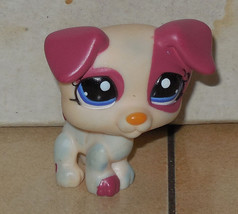 Hasbro Littlest Pet Shop Lps #1200 Jack Russel White Pink Blue Eyes - £10.92 GBP