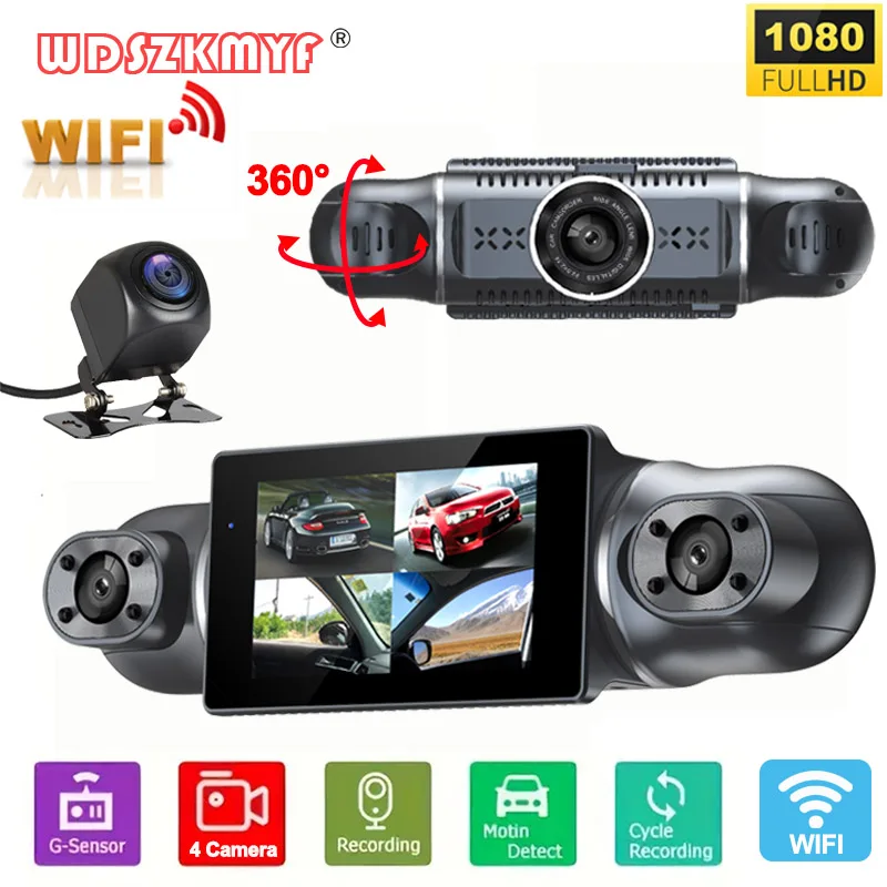 4 Lens WIFI DashCam for Cars Video Recorder 1080P Car Dvr Rear View Camera Night - £18.68 GBP+