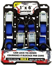 1" X 6' 1,200 Lb. Polyester Cam Lock Tie Downs Blue, 4 Pack, Erickson 35605 - $24.52