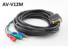 12&#39; Vga Male To Component 3Rca Male Cable For Hd Projectors W/ Vga Input... - $29.59