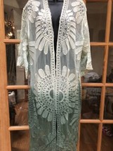 Vintage Style Dentelle Kimono Robe Chiffon Vert Ombre - £59.20 GBP