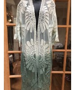 Vintage Style Dentelle Kimono Robe Chiffon Vert Ombre - £60.01 GBP