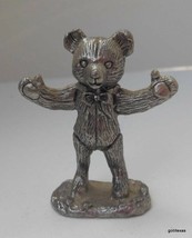 Vintage Miniature Pewter Figurine Teddy Bear Ready for a Hug - £10.11 GBP