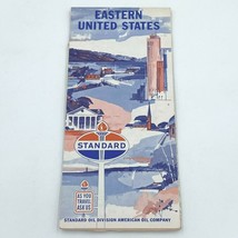 Vintage Standard Oil Road Map Eastern US States MI IN KY VA WV PA NY VT ... - $8.59