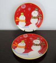 Set of 2 Snowmen Salad Luncheon Cookie Christmas PLATE Target Be Merry - £22.26 GBP