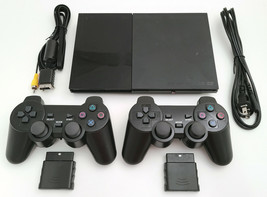 2 Wireless Controllers Sony PS2 Slim Game System Gaming Console PLAYSTATION-2 - £157.86 GBP
