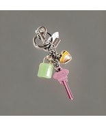 COACH Key Cluster Bag Charm Key Chain Fob Silver/Pink Multi Green Heart ... - $79.95