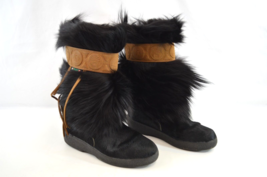 Pajar Black Fur Boots with Leather Band Accent EU Size 41 Made in Italy - £76.91 GBP