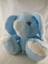 Aurora Baby Taddle Toes Blue Plush & Satin ELEPHANT 10" sitting size - $6.62