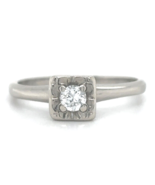 14k White Gold 1/4ctw Diamond Solitaire Size 5.25 Engagement Ring 1.9g - $588.00
