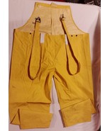 DARK YELLOW 3XLARGE 43X30.5 WET RAIN SUIT PANTS BOTTOMS SUSPENDERS BIB O... - £14.53 GBP