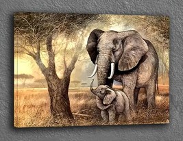 Scenic Majestic Elephant Canvas Print Framed 12&quot; x 16&quot; NEW! - £10.98 GBP