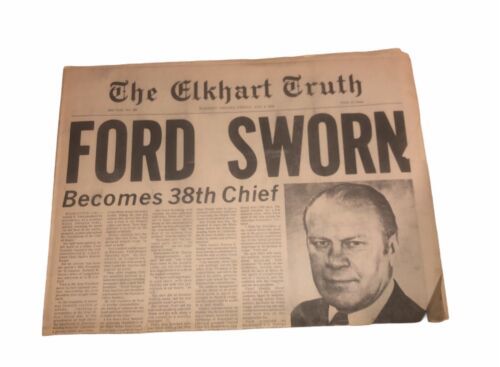 “Ford Sworn, Becomes 38th Chief” Gerald R. Ford Presidency Newspaper Aug... - $46.45