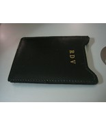 Black Leather &amp; Brass Dual Business Card Holder &amp; Money Clip - Engraved RDV - £7.31 GBP