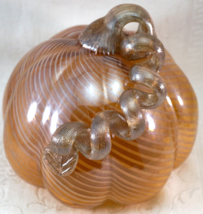 Large Art Glass Pumpkin with Spiral Design and Sparkling Goldstone in th... - £29.90 GBP