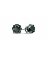 14K Solid White Gold Black Diamond Round Push Back Stud Earrings 0.20TCW - $98.99