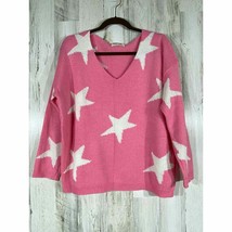 Peach Love California Pink White Star Sweater Medium - £15.77 GBP